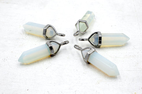 Opalite Gemstone Pendants, 8x38mm, Free Form Pendant, Sold As 1 Piece.